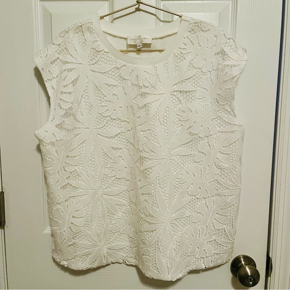 Corey Lynn Calter White Lace Sleeveless Blouse NWOT - Picture 3 of 6